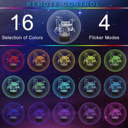 Drum Kit Night Light Led 3D Illusion Lamp for Kids Bedroom Table Bedside Lamp Musical Instrument Shop Home Party Decoration