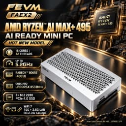 FEVM FAEX2 AI Mini PC Ryzen AI Max+ 495 Radeon 8065S Windows 11 Pro LPDDR5X 8533MHz WiFi 7 OCuLink PCIe 4.0 Gaming Mini PC
