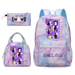 Kochou Shinobu Print School Backpack Set with Lunch Bag Pencil Case for Girls Kids Student Bookbag
