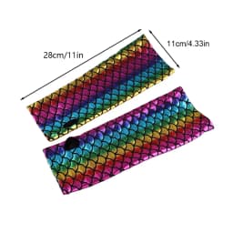 Women Mermaid Costume Fish Scale Pattern Printed Fingerless Long Gloves Arm Sleeves Adult Halloween Cosplay Costume Accessory