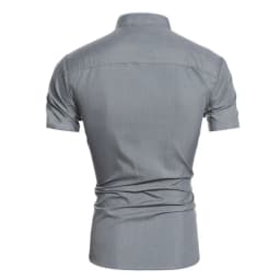 Summer Men's Stand Collar Solid Color Block Short Sleeve Casual Fashion Single Breasted Contrast Shirt