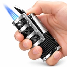 Luxury3 Jet Torch Cigars Lighter Windproof Metal Pocket Lighters Butane Refillable Flame Gas Lighter W/ Cigar Punch