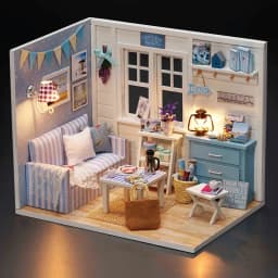 Kitten Mini Wooden Doll House Model Building Kits Toy Home Kit Creative Room Bedroom Decoration with Furniture For Birthday Gift