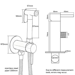 Solid Brass Brushed Rose Gold Bidet Sprayer Faucet Wall Mount Bathroom Mixer with Hose Hand-held Hot Cold Water