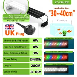 Aquarium LED Light Super Slim Fish Tank Aquatic Plant Grow Lighting Waterproof Bright Clip Lamp RGB LED 20-63cm for Fish Tank