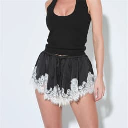 Sexy Women's Mini Shorts Lace Patchwork Drawstring Elastic Waist Casual Summer Loose Lounge Shorts Fashion Streetwear