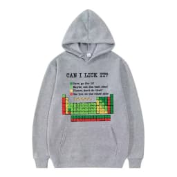 Funny Periodic Table“Can I Lick It? Chemistry Print Hoodie Men Women Casual Hoodies Long Sleeves Hip Hop Vintage Sweatshirts Top