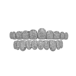 Iced Out Teeth Grillz 10 Top 10 Bottom 5A CZ Stones 14K Gold Plated Zircon Tooth Caps Rapper Mouth Jewelry