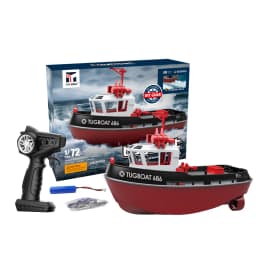 JIKEFUN 686 Rc Boat 2.4G 1/72 Powerful Dual Motor Long Range Wireless Electric Remote Control Tugboat Model Toys Birthday Gifts