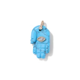 Fatima Hamsa Hand Evil Eye Pendant Lapis Lazuli Amethysts Rose Quart Natural Stone Charm For Making Necklace Bracelet Accessorie