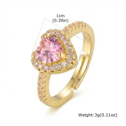 Heart Ring Adjustable for Women Zircon Love Shaped Open Ring Silver Color Romantic Promise Jewelry Gift