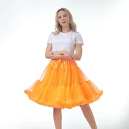 Skirt Length 55cm Women Tutu Skirt Solid Fluffy Tulle Princess Ball Gown Pettiskirt Ladys Ballet Party Performance Dress PP008