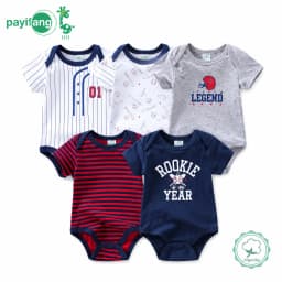 Kit 5 Bodysuits Baby Boy Short Sleeve 60% Cotton 40% Polyester 3m 6m 9m Infant Clothing