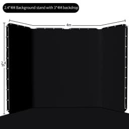 Background Stand 240CMx400CM with Green Screen Wall and Clip Photography Backdrop Frame For Living Video Recording Changing Room