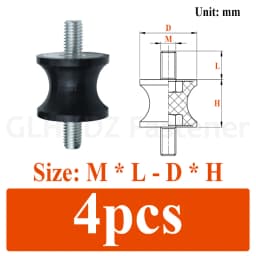 M4-M8 Male-Male Thread Rubber Shock Absorber Crash Pad GVV-Type Damper Noise Reduction Anti Vibration Isolation Mount
