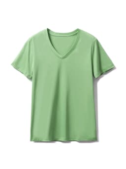 SuyaDream, Women Solid T Shirts, 10% Silk 58% Cotton, V Neck, Short Sleeved Tee, 2025 Summer Candy Colors Basic Cozy Top