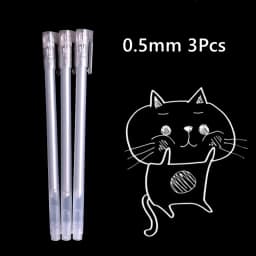 3 Pcs Creative White Ink Gel Pen Highlight Marker Pen 0.8mm Fine Tip for Student Stationery Drawing Art Writing School Supplies