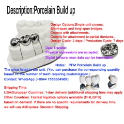 OEM Custom Dentures Fixed Restorations CAD/CAM Multilayered Zirconia IPS e.Max Veneer Post PFM Co-Cr Alloy FMC Bridge