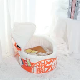 Orange Cat Winter Fun Noodles Puppy Bed House Cat Sleeping Bag Mat Plush Bed Furniture Accessories Pet Supplies