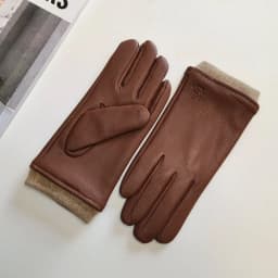 Men's Deer Skin Gloves Warm Wool Knitted Driving Cycling Leather Gloves