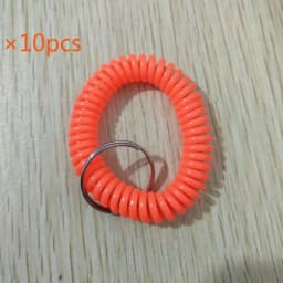 10pcs Lucky Line 2” Spiral Wrist Coil with Steel Key Ring, Multi-Color Flexible Wrist Band Key Chain Bracelet, Stretches to 12”,