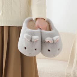 ZUOFU Cute Bunny Rabbit Fluffy Plush Slippers For Women Men Autumn Winter Non-Slip EVA Sole Indoor Warm Home Slippers