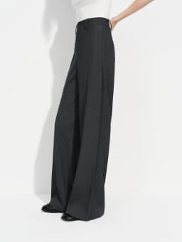 FSLE 2026 Spring Women's Wide Leg Trousers Wool Blend Acetate Pants High Waist Office Chic Pant Versatile Minimalist Soft Pants