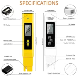 High Accuracy TDS Meter Digital Water Tester Digital 0-14 PH Meter Tester 0-9990ppm TDS&EC LCD Water Purity PPM Aquarium Filter