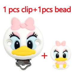 2pcs/set Silicone Cartoon Animal Pacifier Clip Molar Bead DIY Pacifier Chain Jewelry Accessories