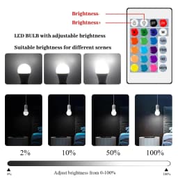 E27 Base RGB LED Bulb 24 Key Remote Control Dimmable 10W AC220V 110V Colorful Change For Bedroom Living Room Desk Lamp