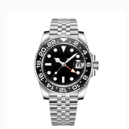 40MM Custom Logo New Men Quart Wristwatch Jubilee Stainless Quartz GMT Watch Sapphire Glass Men Watches Waterproof Luminous