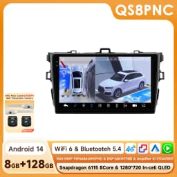 Hizpo 9" Android 14 Car Stereo for Toyota Corolla E140/150 2007 - 2012 Radio Multimedia Player Speaker No 2 Din DVD Octa Core 4G