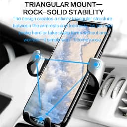 Heavy Duty Gravity Car Phone Mount Air Vent Clip Universal Shockproof Anti Shake Mobile Phone Holder One Hand Quick Pick Place Strong Grip Cradle Stand For Samsung Android Smartphone 360 Rotation Adjustable Easy Installation Secure Fit Car Vent Mount