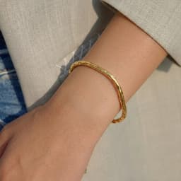 MamacitaSlay 316L Stainless Steel Stackable Hammered Textured Thin Smooth Bracelet 18K Gold Plated Waterproof Women Jewelry Gift