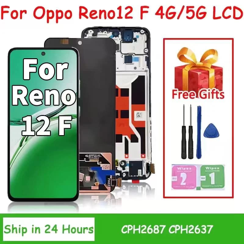 6.67"Super AMOLED For Oppo Reno12 F 4G LCD CPH2687 Display Touch Screen Digitizer For Reno 12F 5G CPH2637 Display
