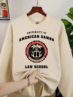 American Samoa Law School Print Men Sweatshirt Casual Soft O-Neck Top All-Match Clothing Unisex Autumn Loose Fleece Pullovers