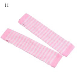 New Long Glove Arm Cover Classic Pink Black and White Striped Fingerless Elbow Gloves Warmer Knitted Wristband