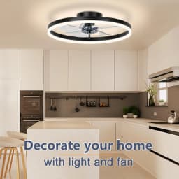 Smart Ceiling Fan with Lights and Remote 6 Speeds Dimmable LED Fan Lamp Flush Mount Ceiling Fan for Bedroom Living Room Kitchen