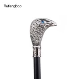 Sliver Eagle Head with Blue Eyes Walking Cane Fashion Decorative Walking Stick Gentleman Elegant Cosplay Cane Knob Crosier 93cm