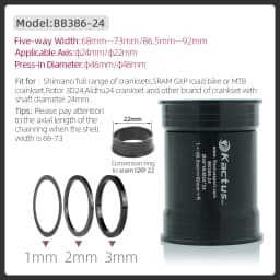 KACTUS Bike Bottom Bracket Ceramic Bearing BB386 Central Movement Fit for Shimano SRAM GXP Cranksets 24mm Crank Bike Parts