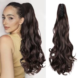 Synthetic Claw Ponytail Extensions 22inch Long Wavy Claw Clip Pony Tail Hairpieces for Women Girls Dairy Party Holiday