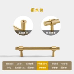 Pure Copper French Gold Wardrobe Handle Solid  Brass Cabinet Door Handle American Cabinet Door Drawer Gold Handle Brass