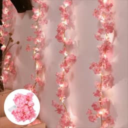 Simulated Pink Artificial Cherry Blossom Vine Fairy Light LED Wire Light String Color Light Wedding Decoration Light Party