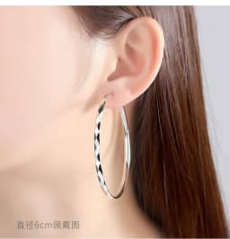 925 Sterling Silver Large Circle Hoop Earrings 3/4/5/6M for Women's Wedding Fine Fashion Jewelry Accessories Party Gifts