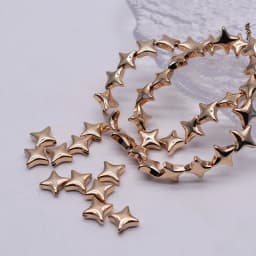 10mm 20pcs Natural Stone Beads Fou Star Shape Hematite Beads Plating Golden Loose Beads For Jewelry Making DIY Bracelet