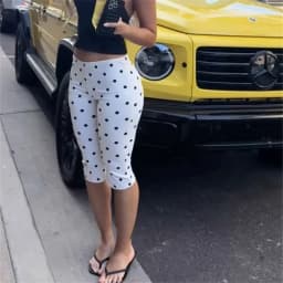 Y2K Aesthetic Polka Dot Capri Pants Low Waist Slim Fit Cropped Leggings for Women Streetwear Casual Summer Bodycon Trousers