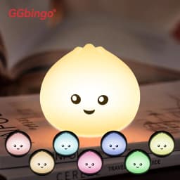 GGbingo Sleeping Light Rechargeable Steamed Bun Night Light Silicone Cute Eye-Protective Lamp Light for Bedroom Ambient Light