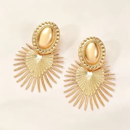 Advanced Metal Textured Leaf Pendant Big Earrings Women's Exaggerated Fashion Party Jewelry Gold Color Geometry Drop Earring