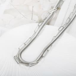 Vintage Punk Double Layer Snake Chain On The Neck Choker Pendant Necklace For Women Golden Thick Chain Stainless Steel Jewelry