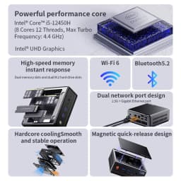 PELADN Mini PC Intel i5-12450H(up to 4.4GHz), WiFi 6/ BT5.2 3-Year Warranty Micro PC for Gaming & Office Barebone